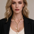 Collar Y de cadena paperclip dorada con perlas barrocas, al por mayor|JI JOYA