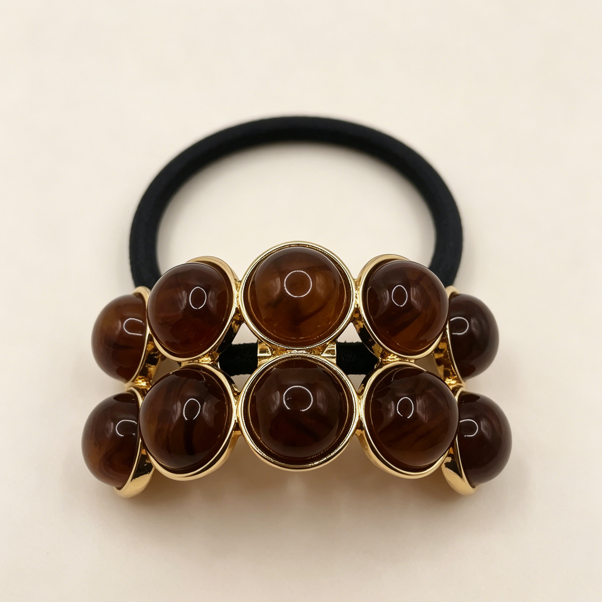 Lote Mayorista Elástico para Pelo con Bolas Resina Doradas, 2 Colores, Goma de Pelo Elegante para Mujer, Accesorio de Pelo al Por Mayor|JI JOYA