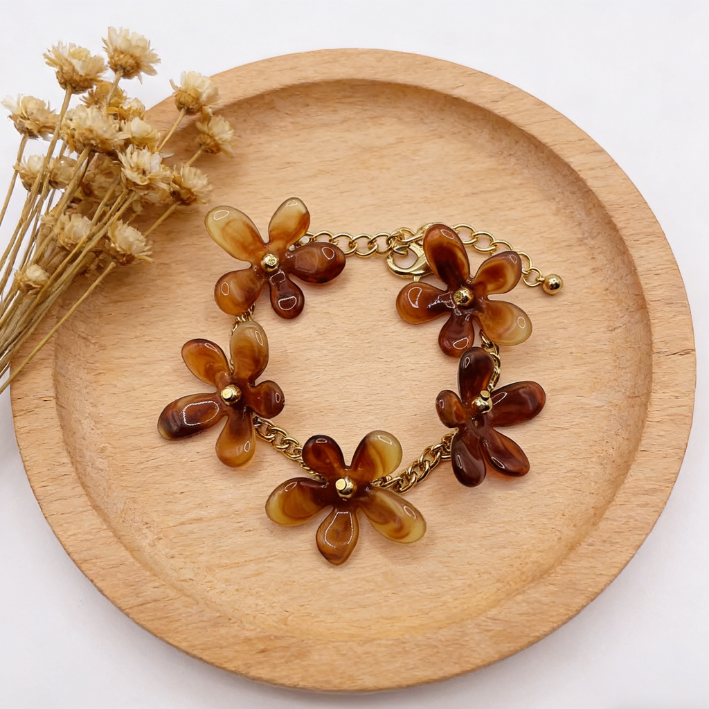 【Amuleto Floral Primaveril】Conjunto de joias com borlas florais retro: colar, brincos e pulseira de design único (conjunto de 3 peças)