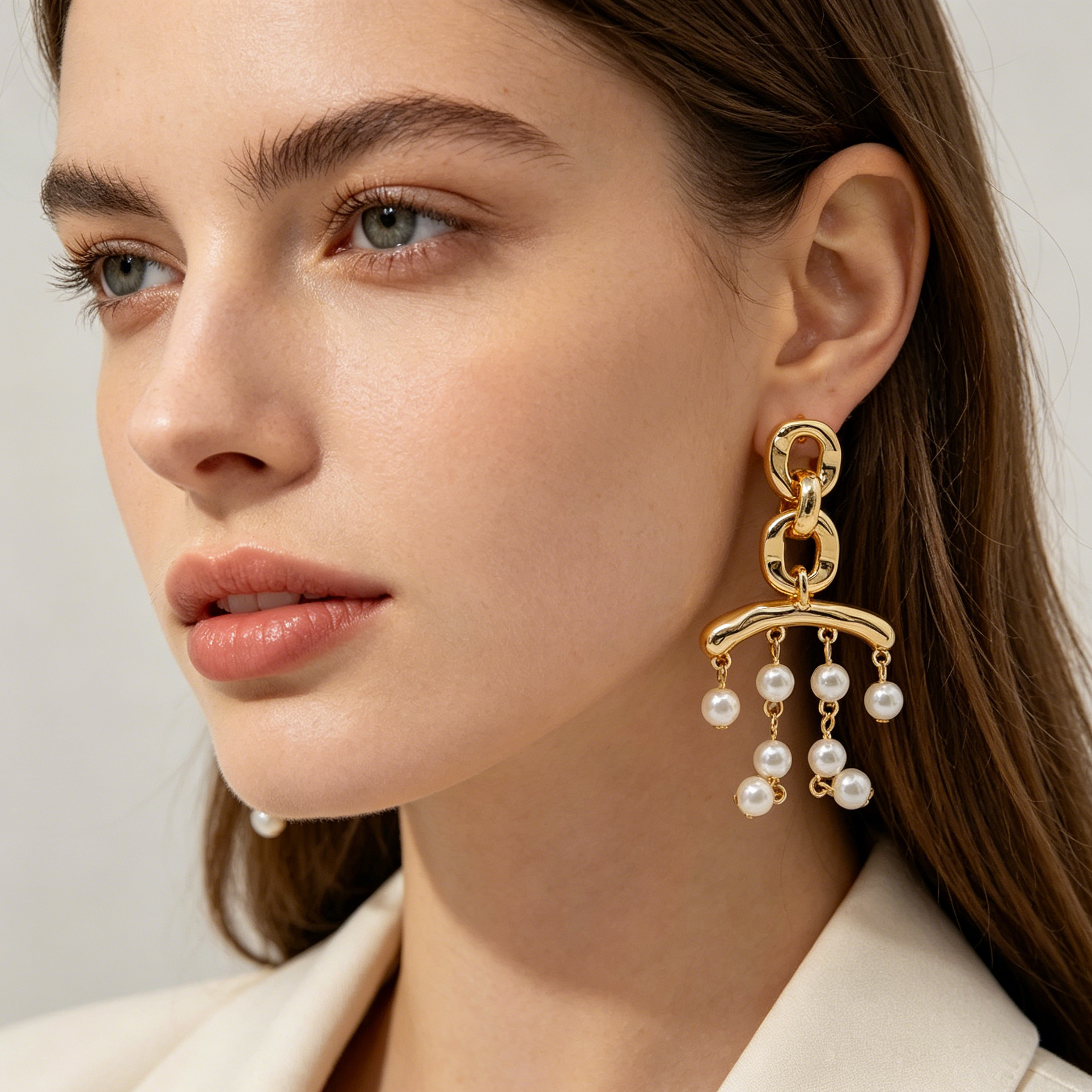 Pendientes de cadena con perlas colgantes, oro/plata, aguja S925, venta al por mayor|JI JOYA