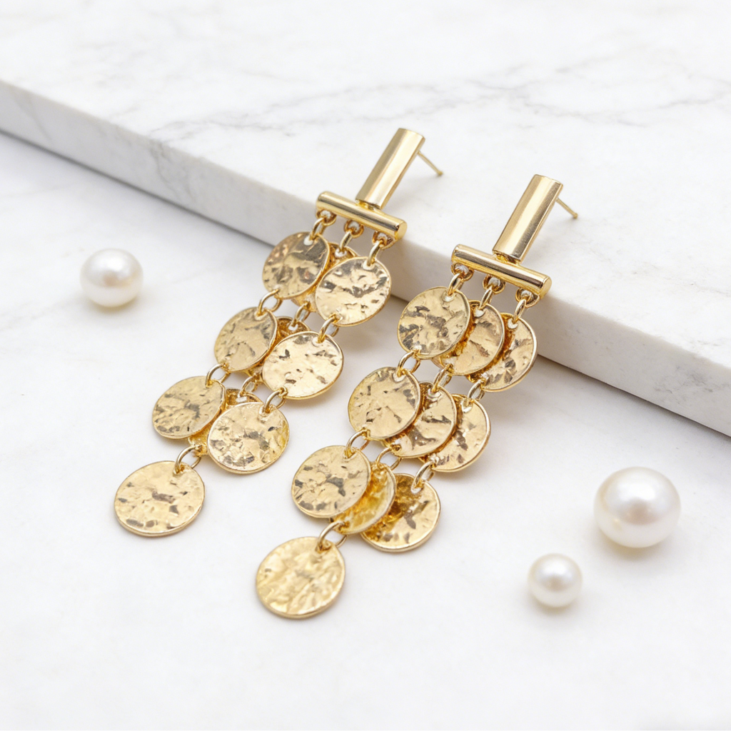 Conjunto de joyas con borlas y monedas de oro | Collar y pendientes bohemios chic