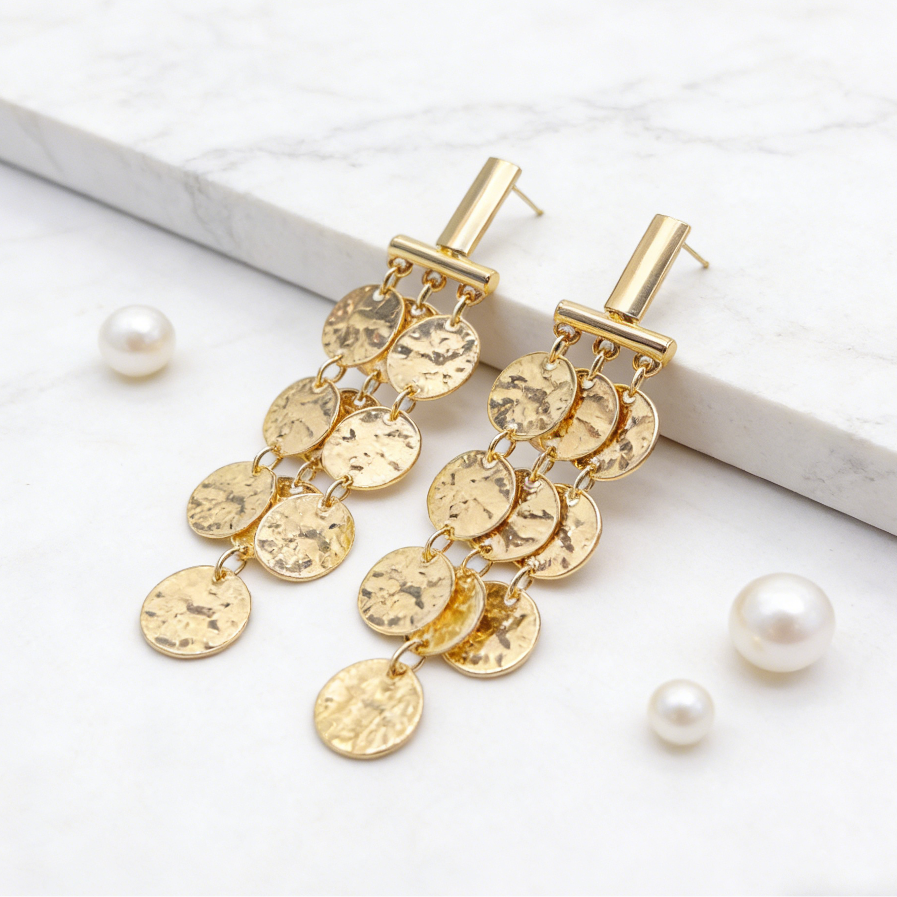 Conjunto de joyas con borlas y monedas de oro | Collar y pendientes bohemios chic