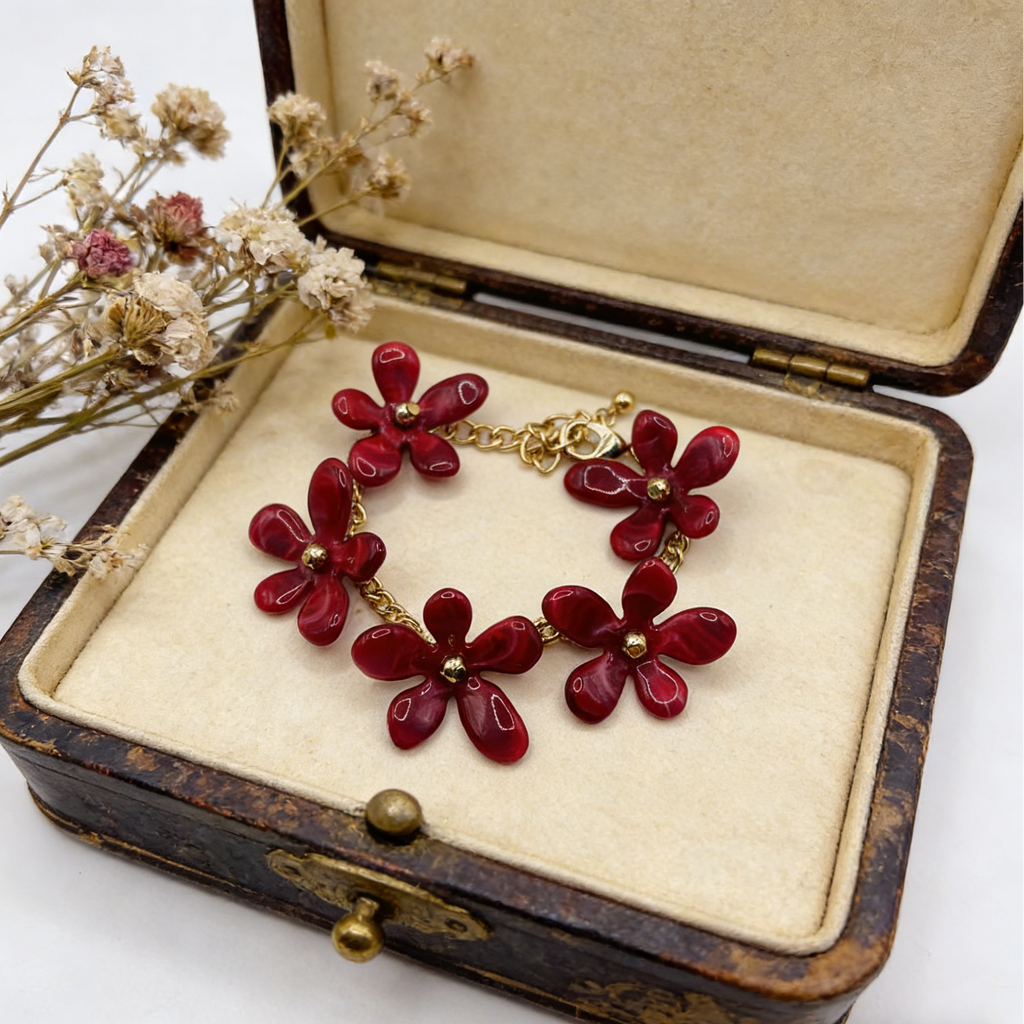 【Amuleto Floral Primaveril】Conjunto de joias com borlas florais retro: colar, brincos e pulseira de design único (conjunto de 3 peças)