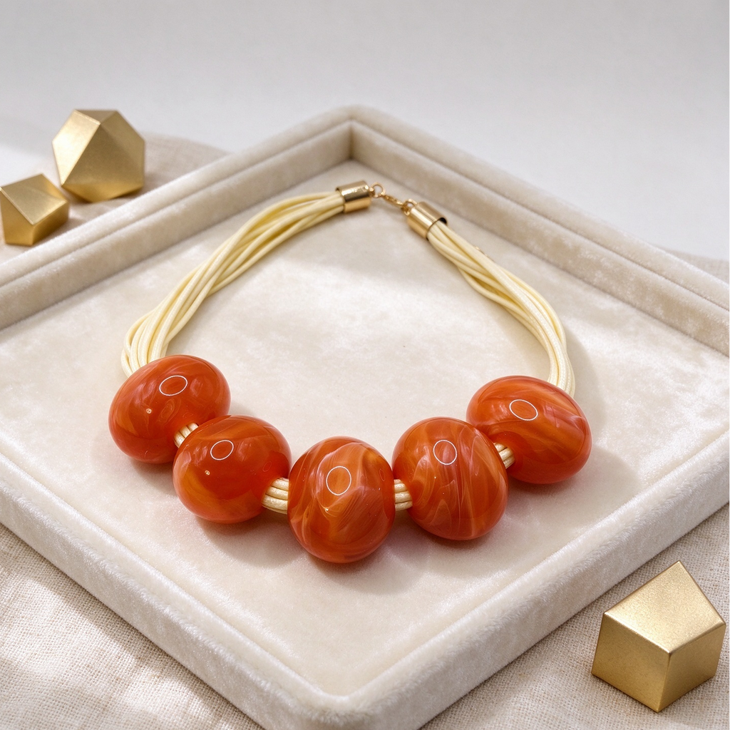 Collar de bolas resina grueso, multi-cuerda, accesorio de moda, venta al por mayor|JI JOYA