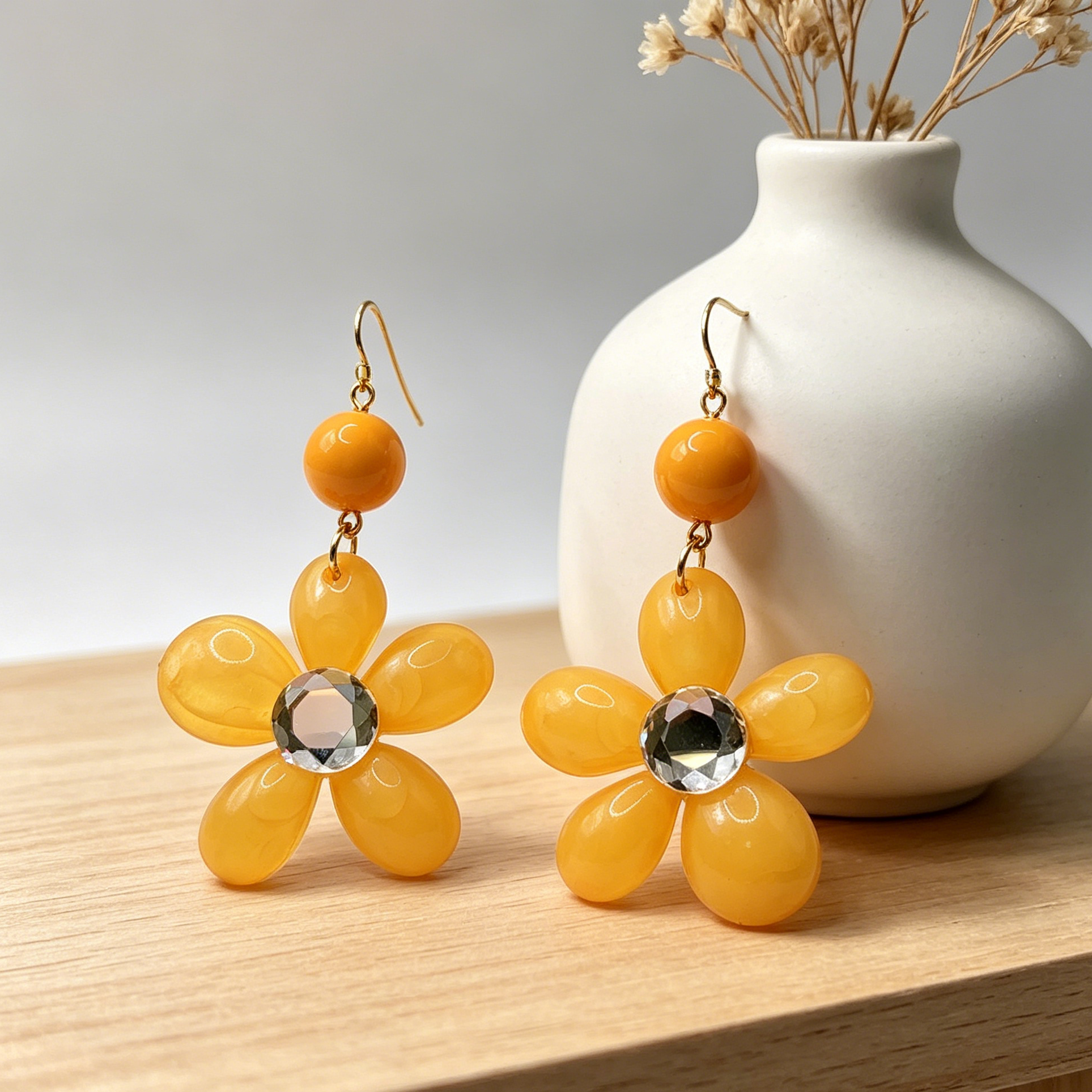 Pendientes de Flor Colgante con Cristal - Diseño Colorido y Moderno | Joyería de Moda al Por Mayor|JI JOYA