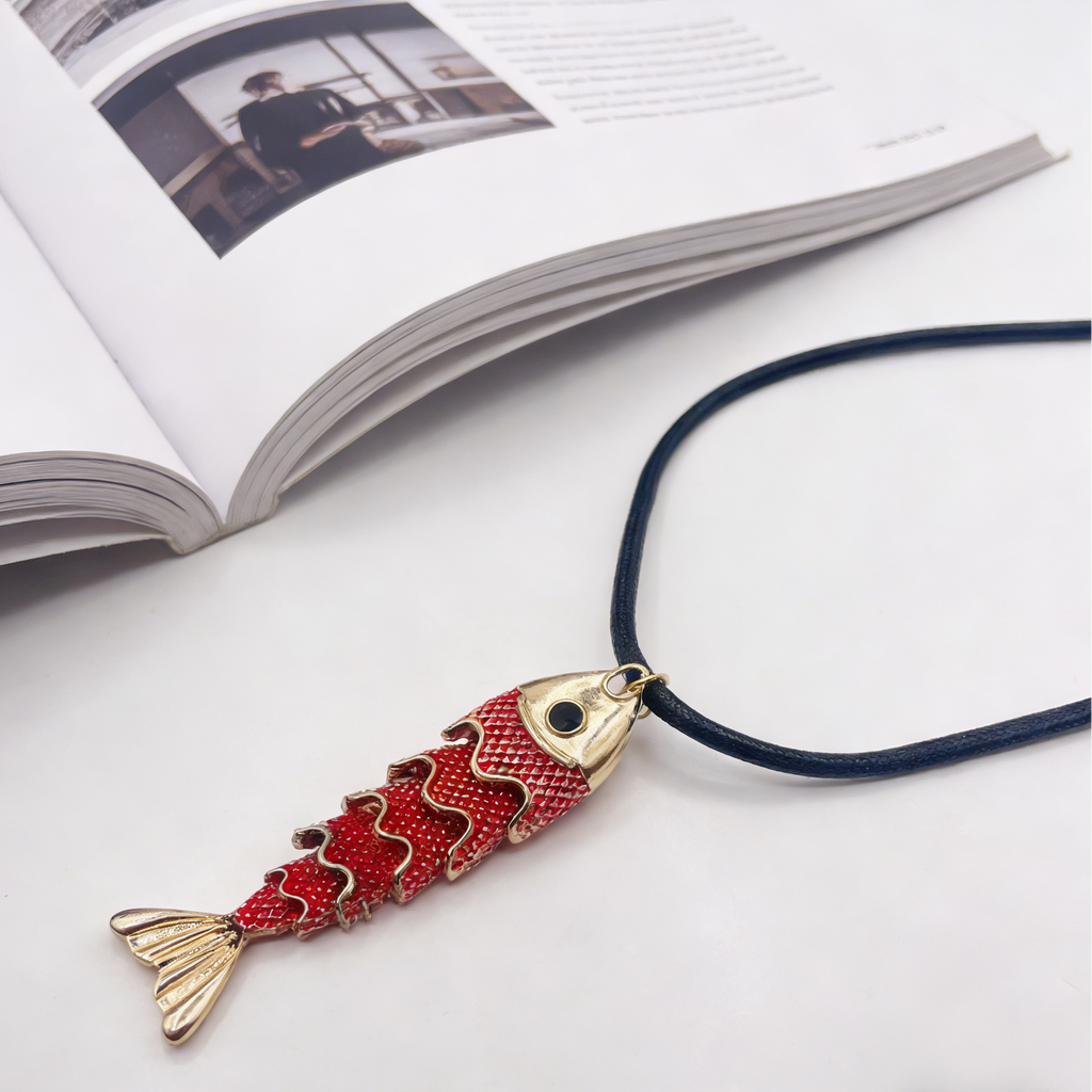 Collar de pez articulado de estilo bohemio - Diseño de enchapado de esmalte