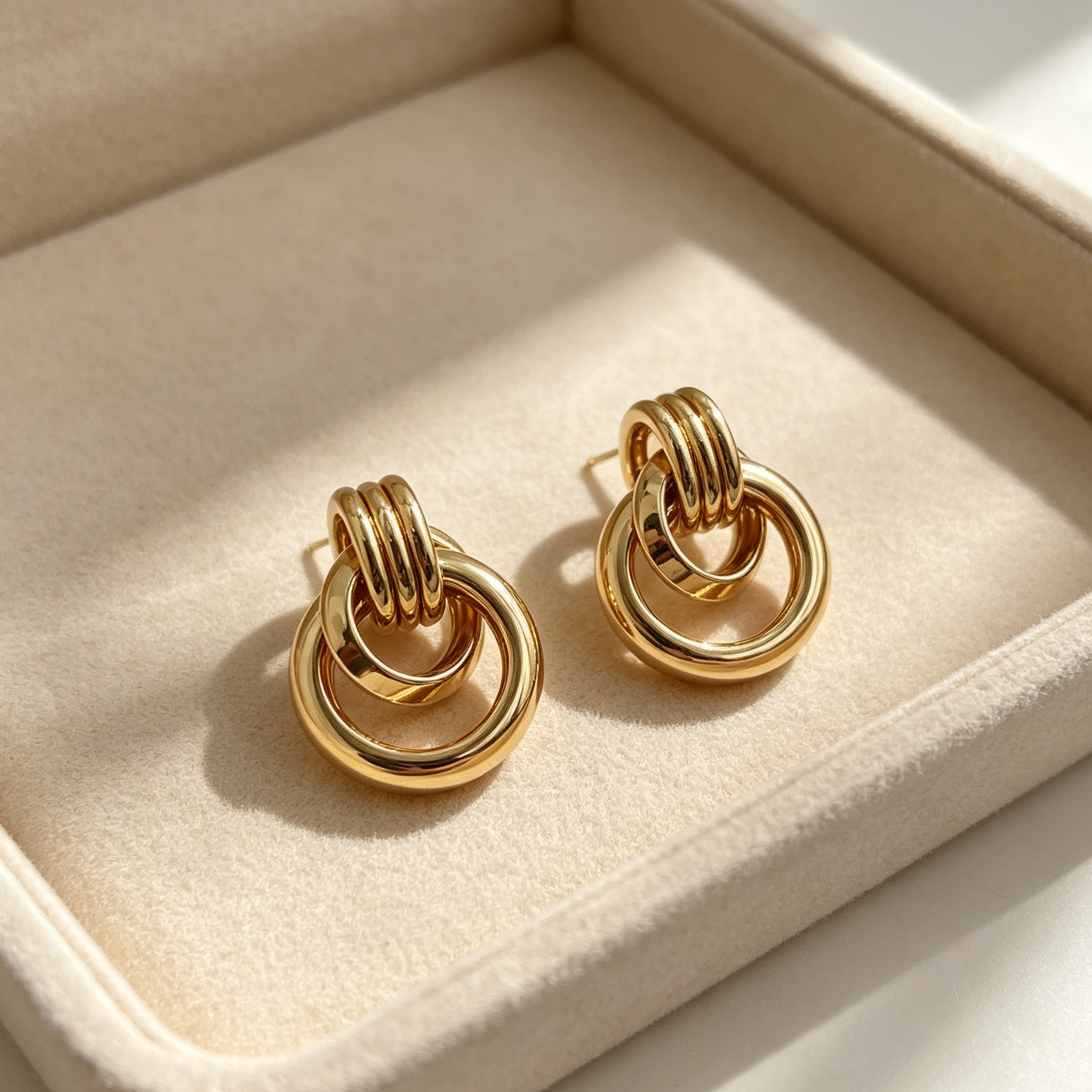 Pendientes Argolas Entrelazadas Metal Dorado & Plata | Mayorista Joyas Moda|JI JOYA