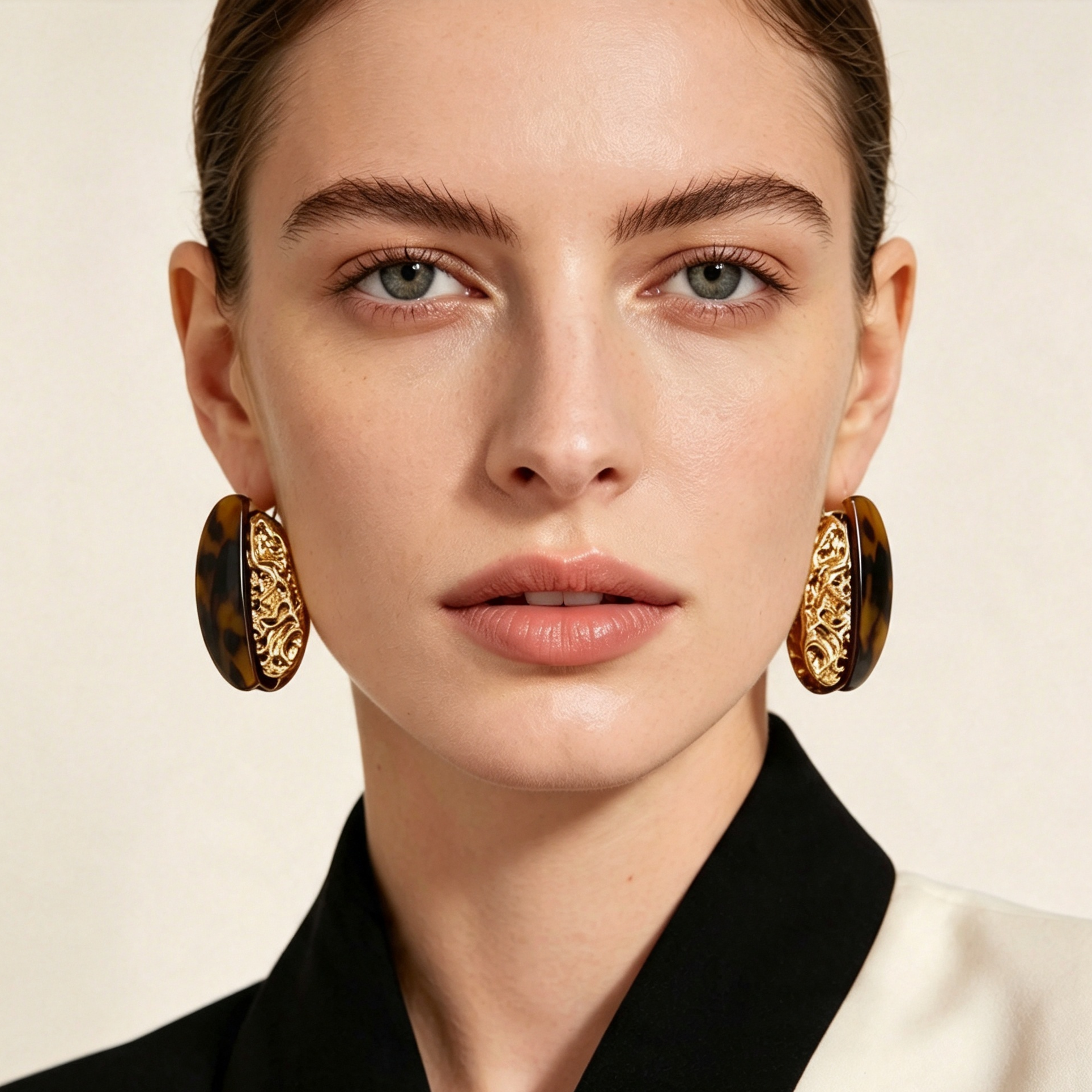 Pendientes Diseño Carey y Metal Dorado | Mayorista JI JOYA