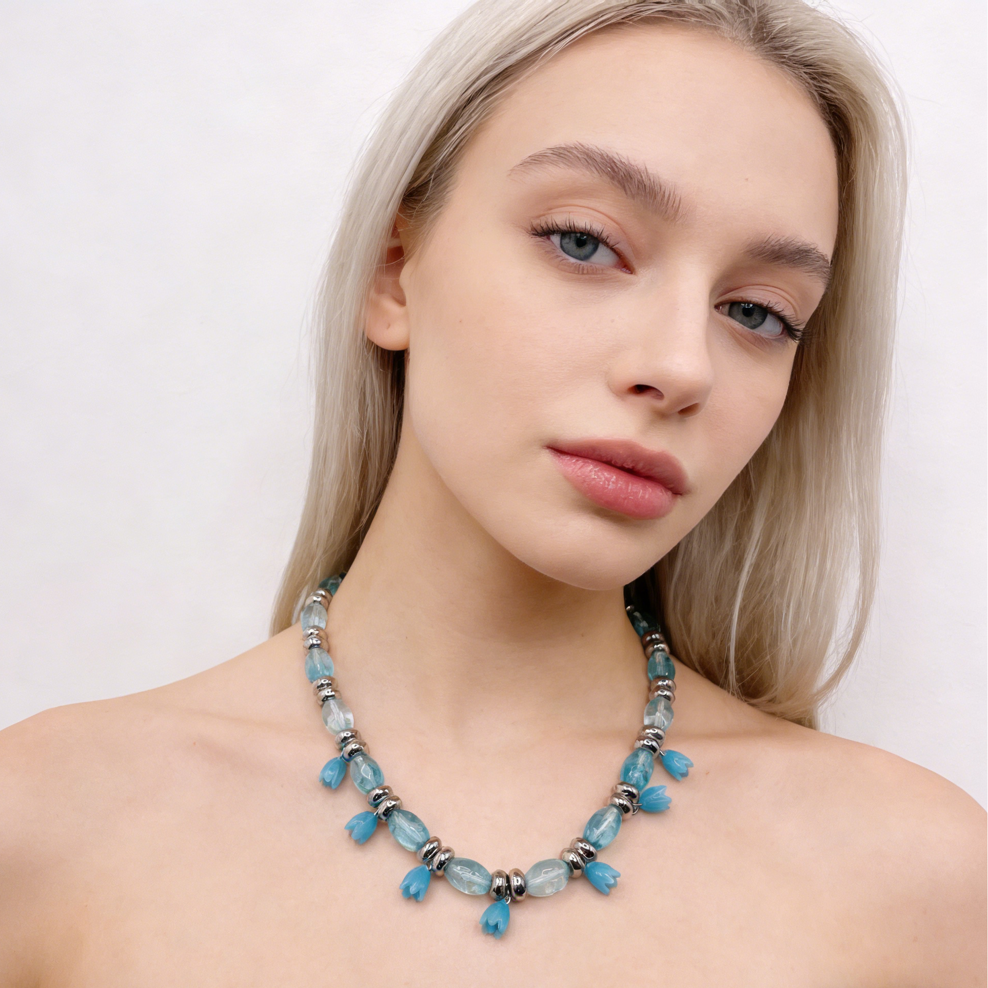 Conjunto de joyas de pétalos de resina de colores: estética Y2K para uso diario