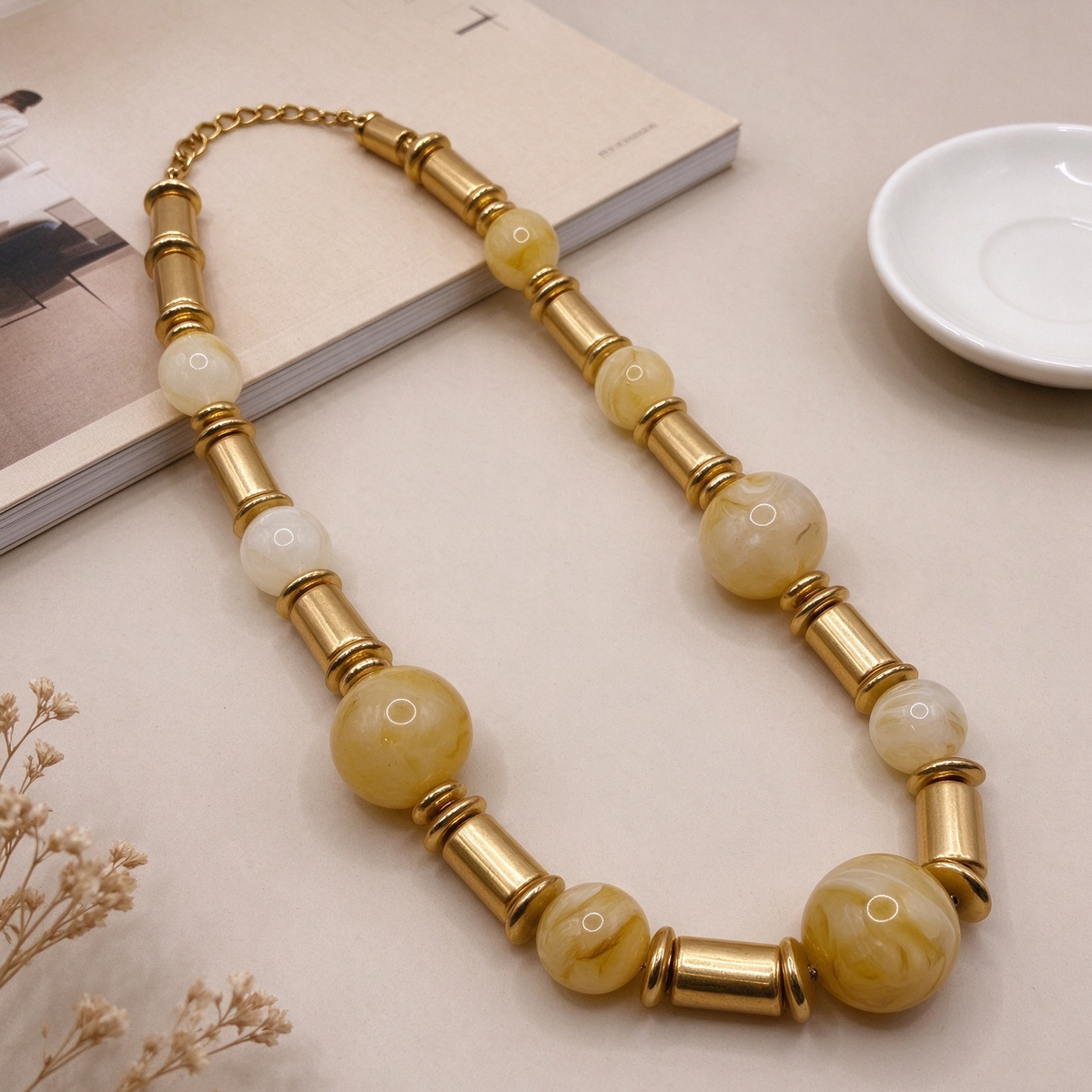 Collar de cuentas mezcladas al por mayor, diseño chunky vintage, 2 colores disponibles, bisutería de moda para mujer | JI JOYA