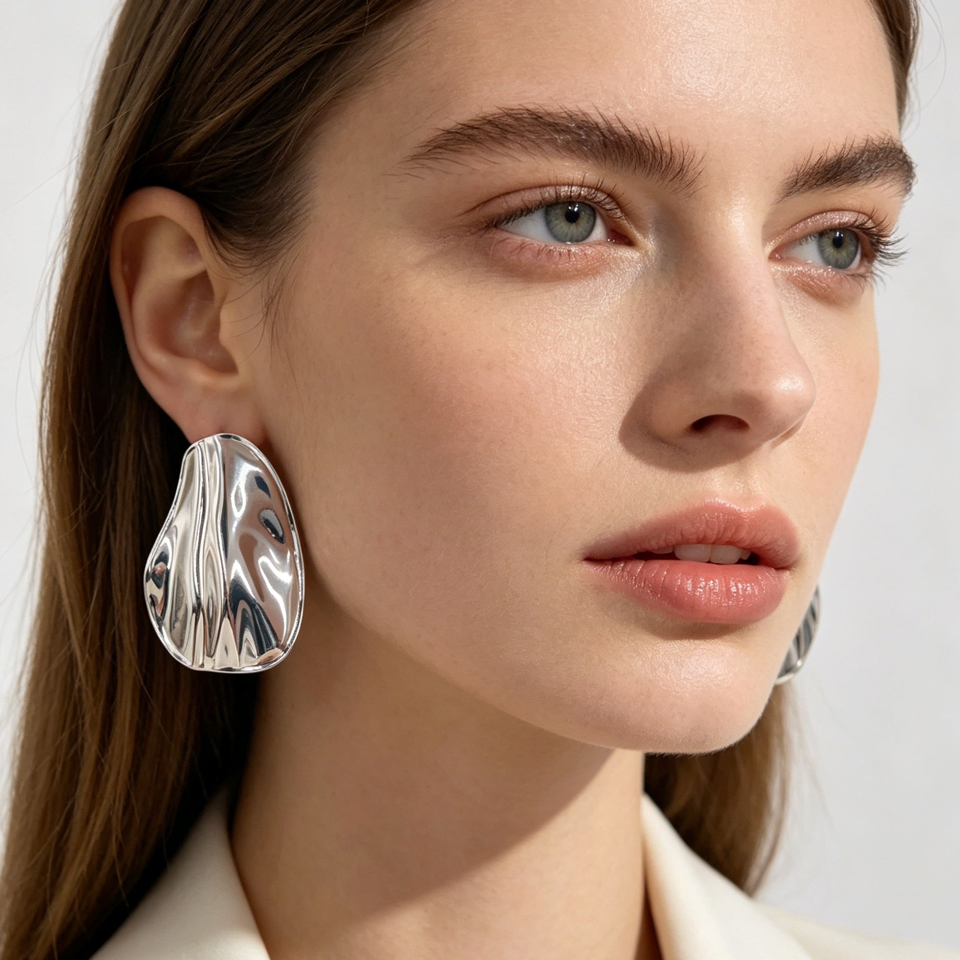 Pendientes Gota Metal Arrugado Minimalista Al Por Mayor | Plata y Dorado, Joyería Moda Europea Mayorista|JI JOYA