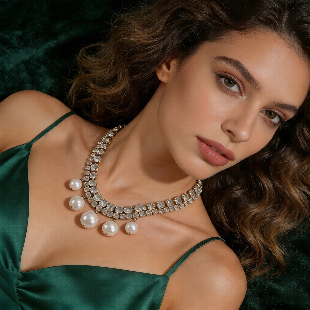 Gargantilla vintage de perlas de cristal para mujer | Joyería nupcial de lujo