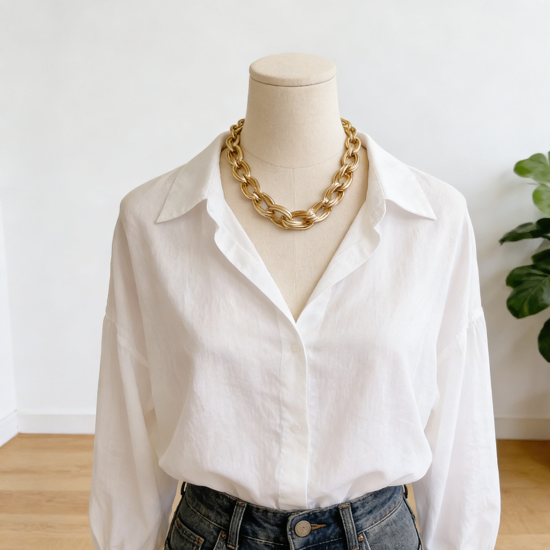 Collar de cadena gruesa de oro con textura de rayas - Estilo minimalista y elegante