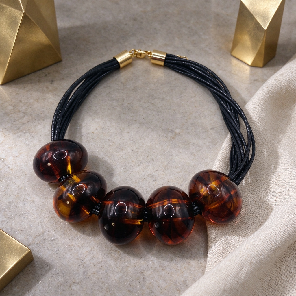 Collar de bolas resina grueso, multi-cuerda, accesorio de moda, venta al por mayor|JI JOYA