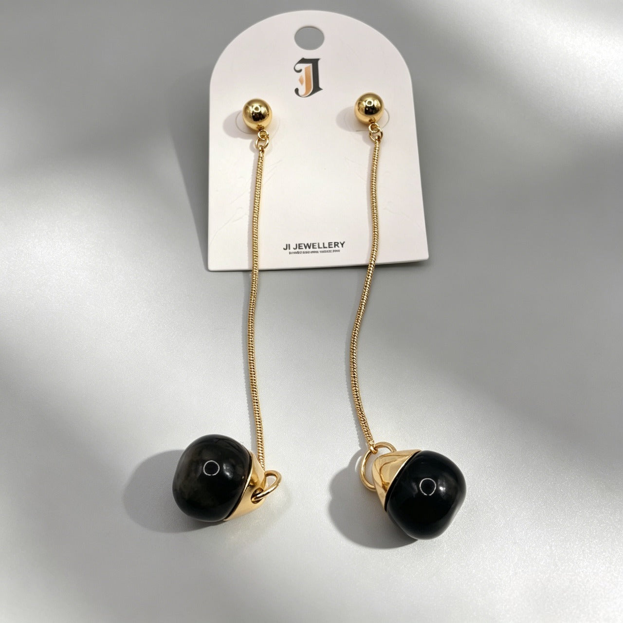 Aretes Colgantes de Cadena con Bola de Piedra de Colores | Joyería al Por Mayor|JI JOYA