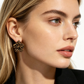 Pendientes Forma Flor Print Leopardo Resina, Compra Mayorista para Tiendas de Bisutería|JI JOYA