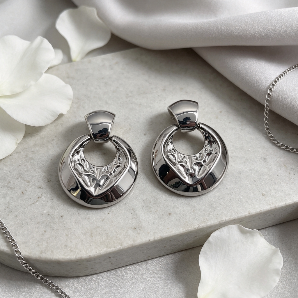 Pendientes Aro Texturizados Dorados & Plateados | Mayorista Joyería Moda Lote al Por Mayor|JI JOYA