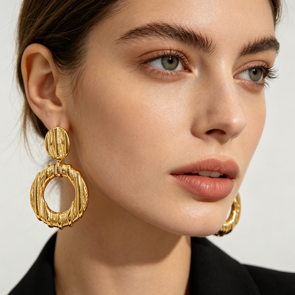 Pendientes Aro Texturizados Metal Plata y Dorado al Por Mayor | Diseño Minimalista Moda Mujer OEM ODM|JI JOYA