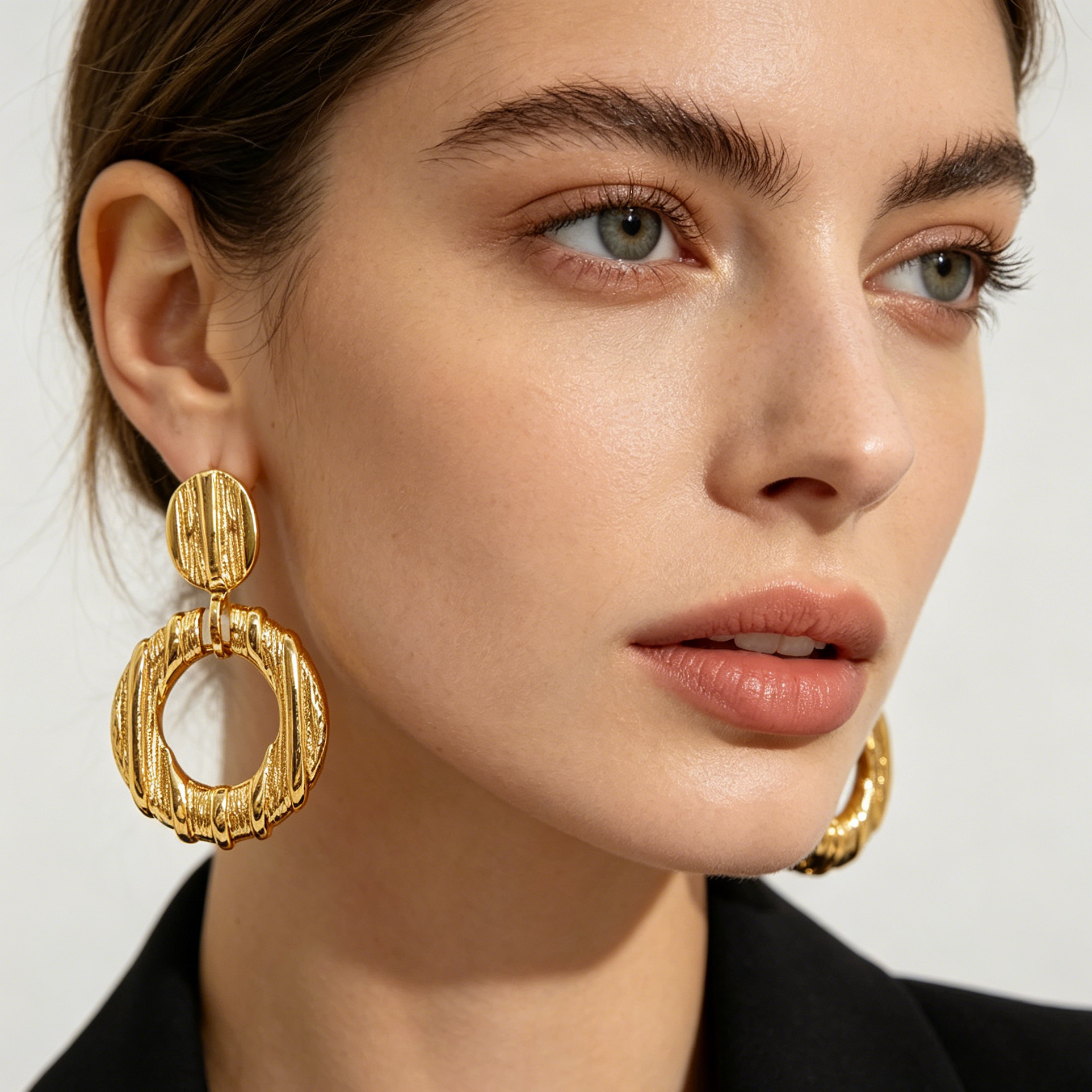 Pendientes Aro Texturizados Metal Plata y Dorado al Por Mayor | Diseño Minimalista Moda Mujer OEM ODM|JI JOYA