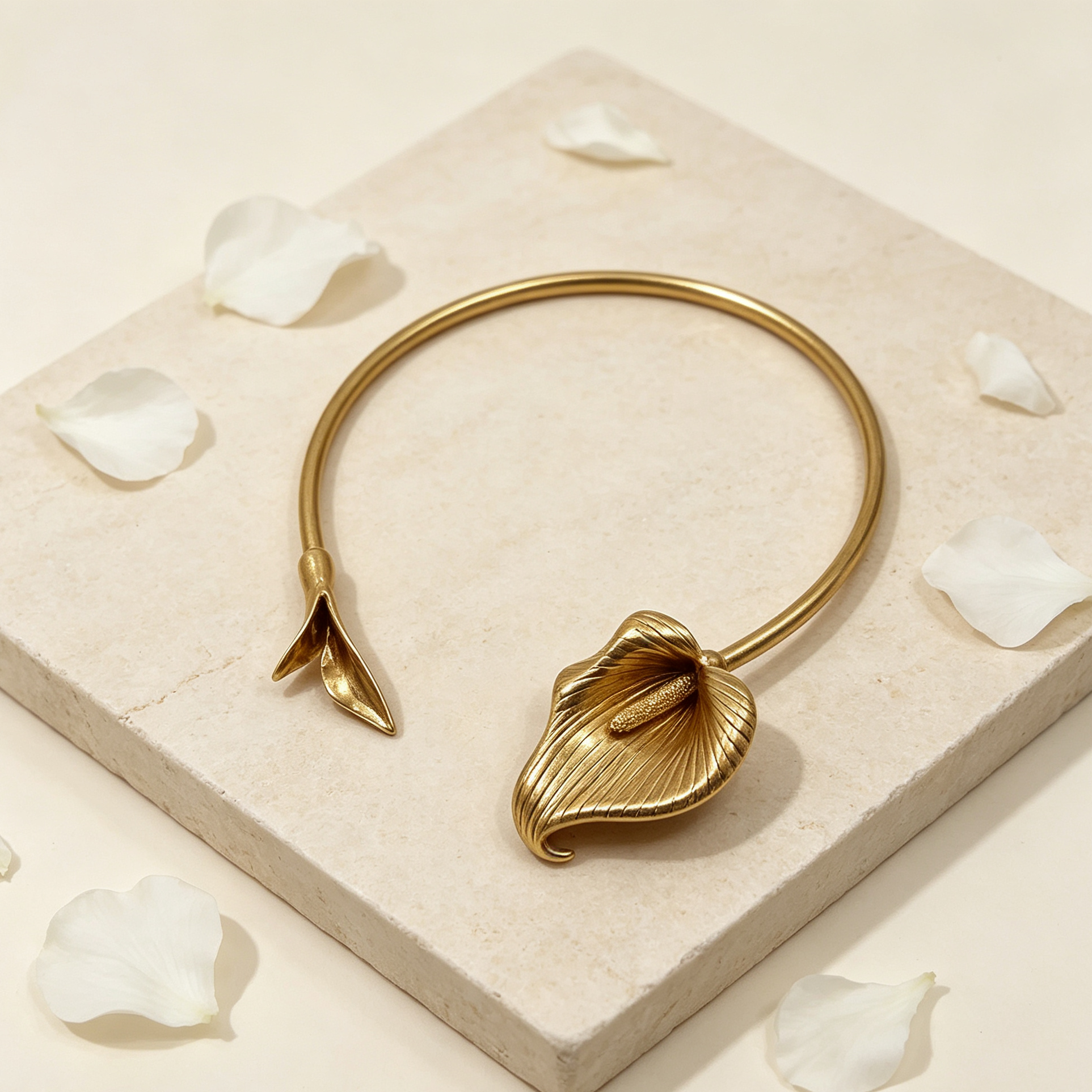 Brazalete Ajustable de Cala Dorado Mate, Brazalete para Muñeca y Brazo, Joyería al Por Mayor|JI JOYA