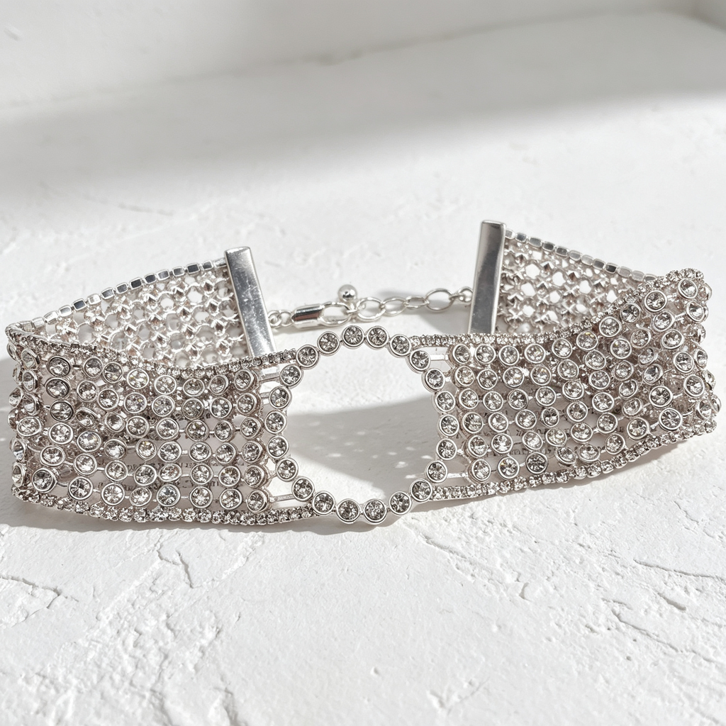 Gargantilla Ancha de Cristal Multicapa | Accesorio Fiesta Mayorista, Disponible en Dorado y Plata|JI JOYA