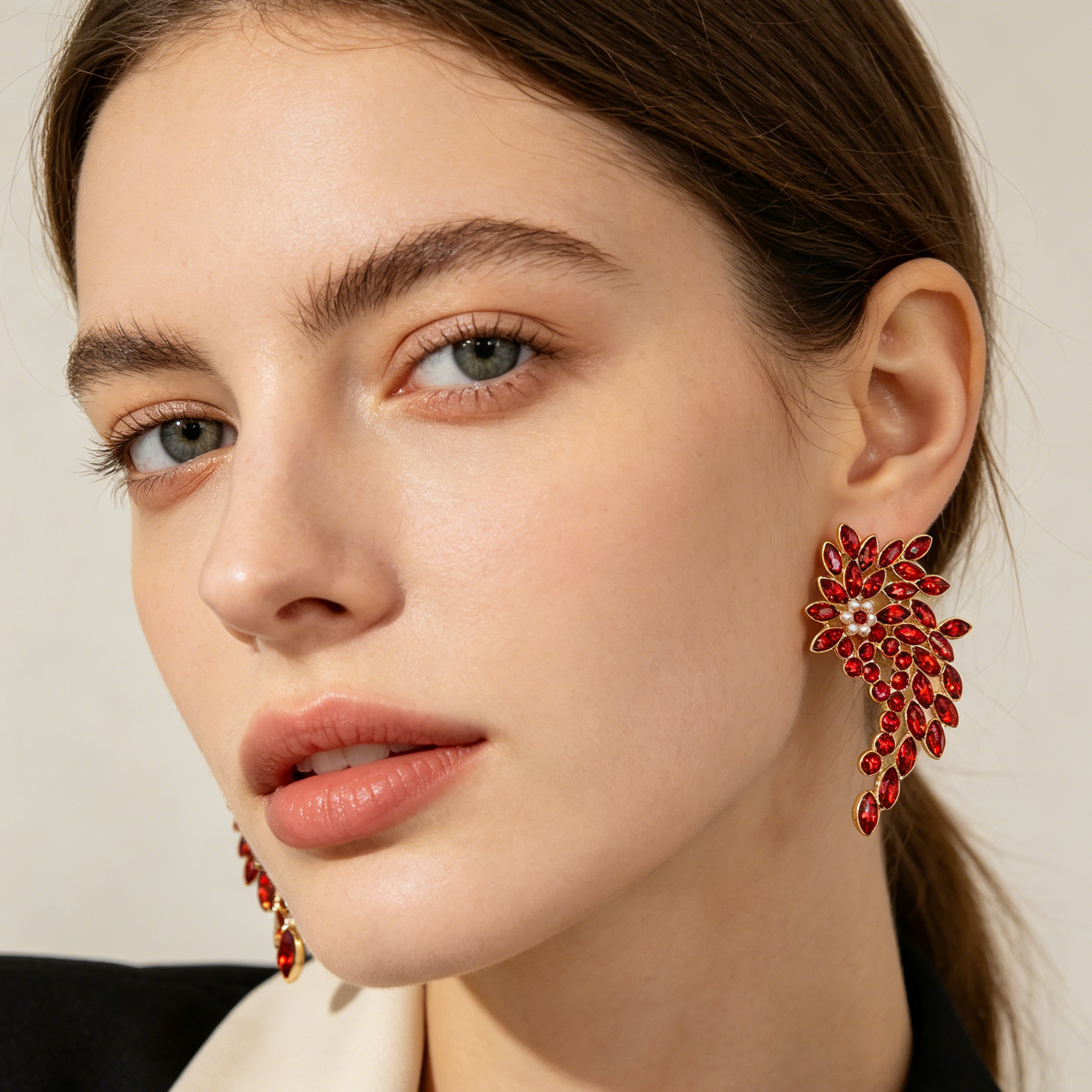 Aretes de Cristal de Zirconia en Forma de Ala | Joyería de Moda al Por Mayor|JI JOYA