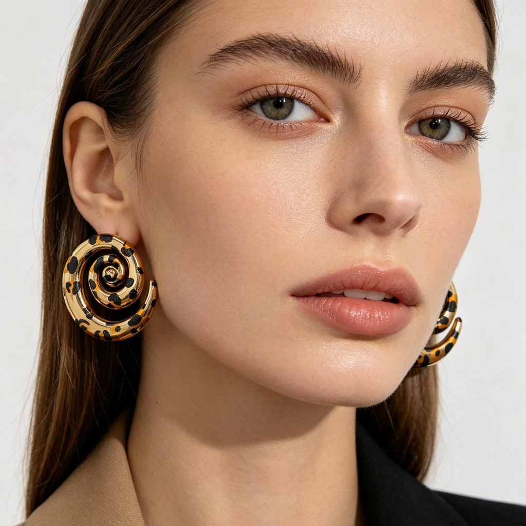 Pendientes En Forma de Caracol Motivo Leopardo, Accesorio de Moda al Por Mayor|JI JOYA