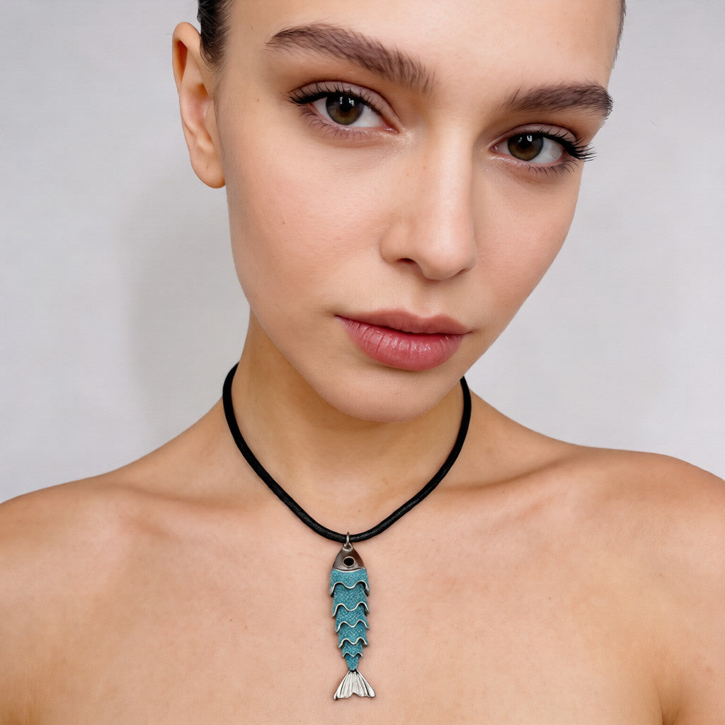 Collar de pez articulado de estilo bohemio - Diseño de enchapado de esmalte