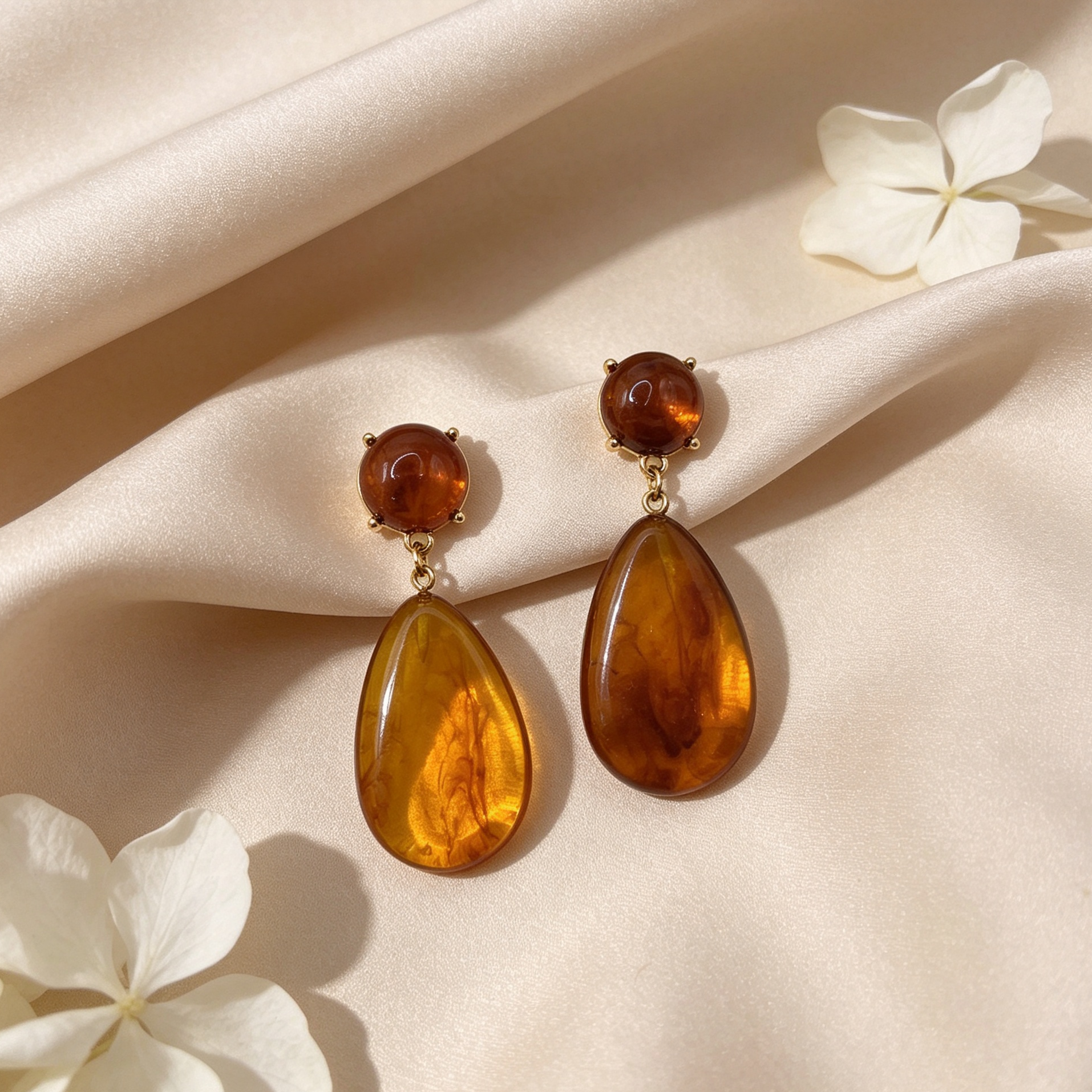 Pendientes gota resina bicolor, pendientes colgantes elegantes al por mayor para mujer|JI JOYA