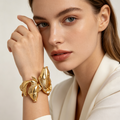 Pulsera de resorte con diseño de doble pez, accesorio de joyería de metal dorado al por mayor|JI JOYA