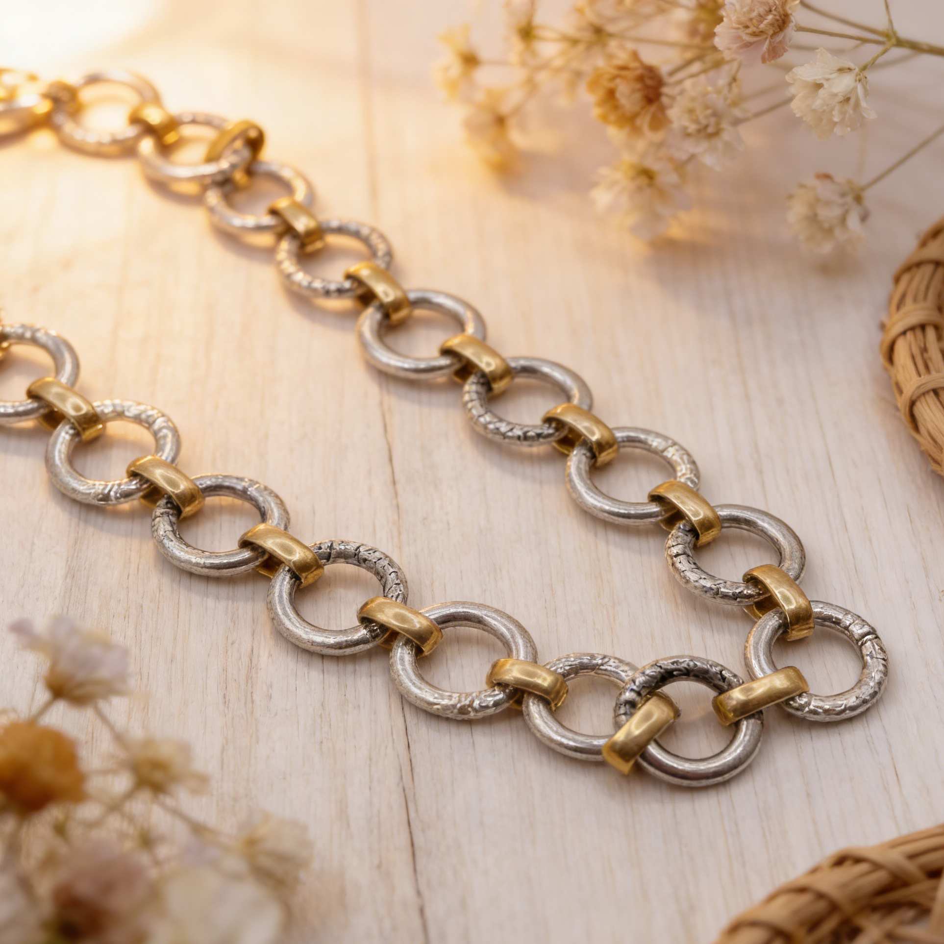 Collar de eslabones grandes de dos tonos - Plata y Oro