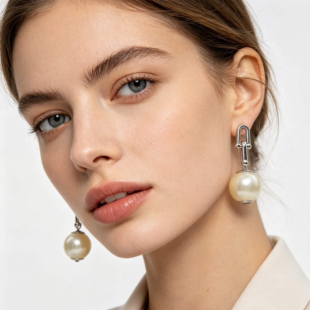 Pendientes Perla Colgante Plata/Oro Diseño Minimalista al Por Mayor, Arete Perla Redonda Vintage para Mujer Mayorista Joyería|JI JOYA