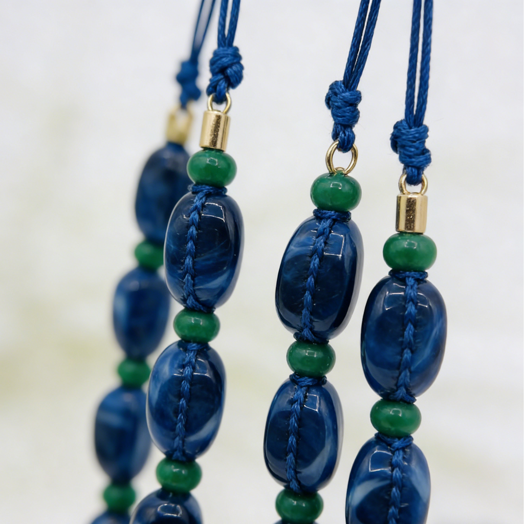 Collar de doble capa con bloques de color azul verdoso retro, diseño único, gargantilla de cuentas hecha a mano, accesorio estilo vacaciones.