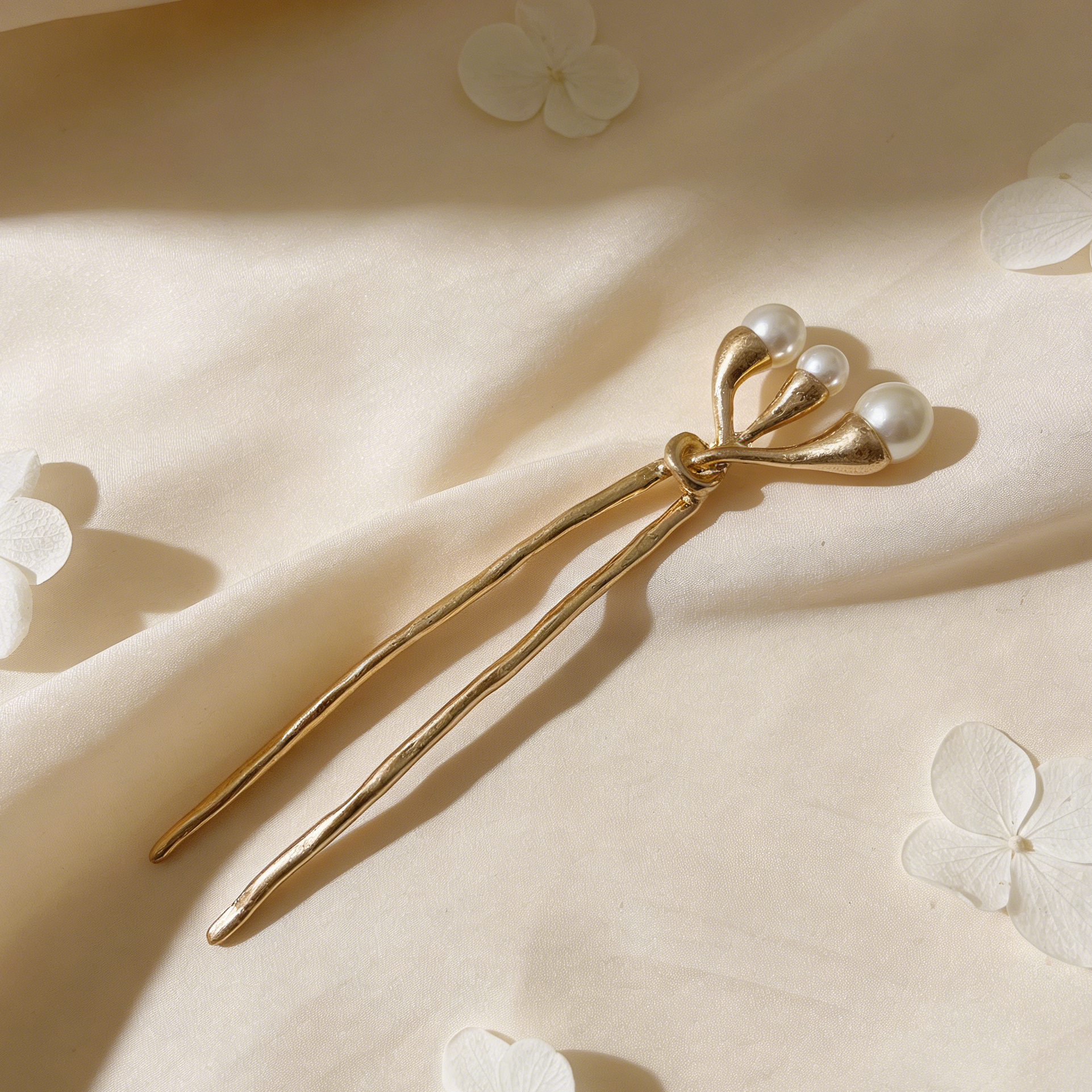 Mayorista Horquilla de Pelo Dorada con Perlas, Pinza de Pelo Elegante Diseño Nudo para Mujer, Accesorio de Pelo Vintage al Por Mayor|JI JOYA