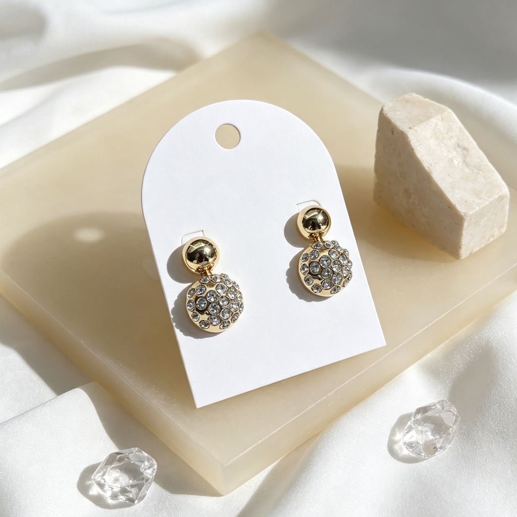 Pendientes Bolos con Cristales, Oro y Plata, Mayorista Joyería Moda | JI JOYA