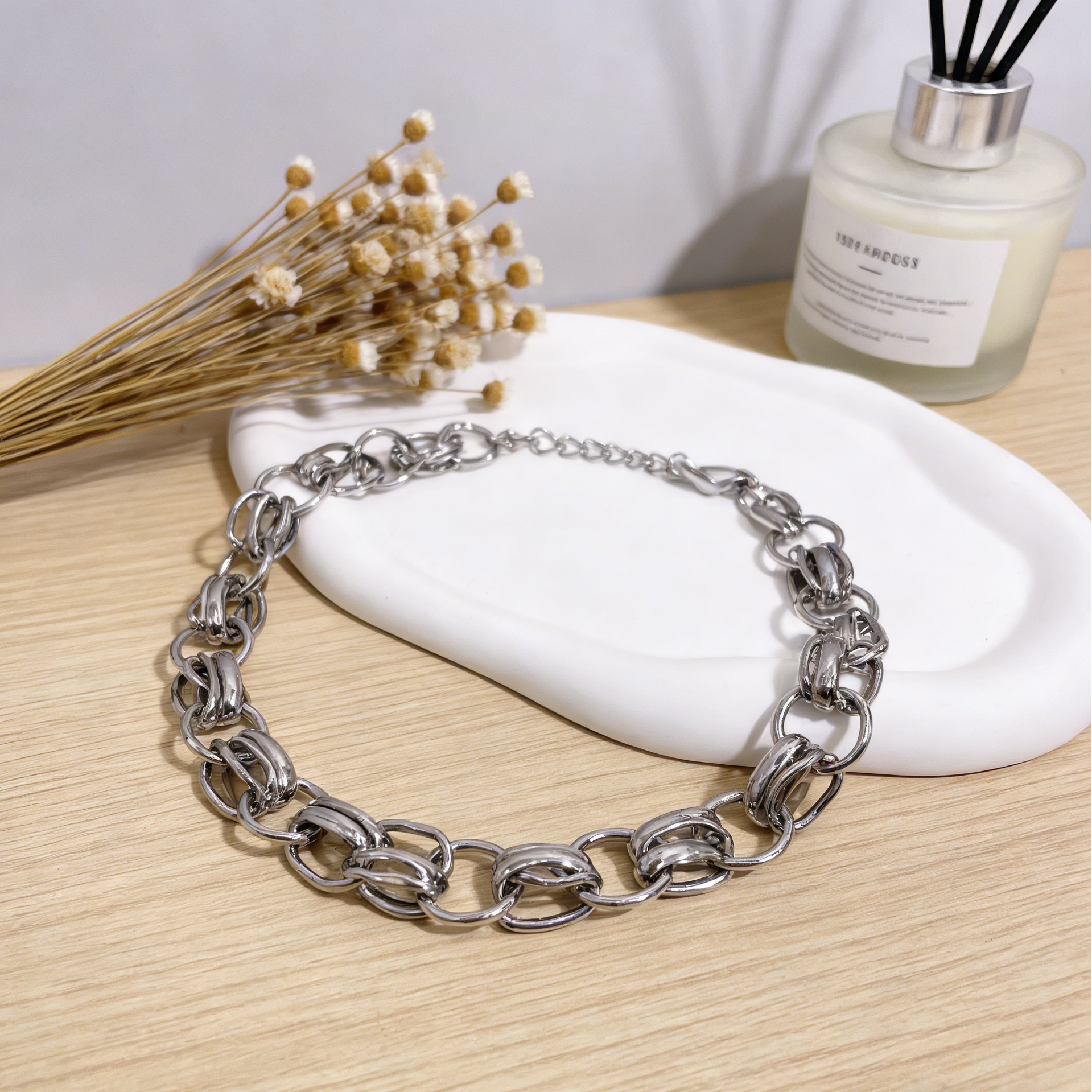 Collar de cadena gruesa de plata - Joyería minimalista y elegante