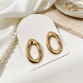 Pendientes Grandes de Aro Ovalado Irregular, Metal Brillante Dorado & Plata, Joyería al Por Mayor|JI JOYA