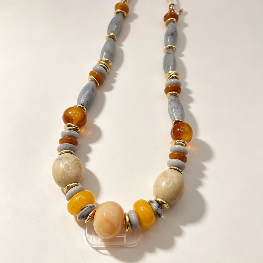Collar de piedras naturales combinadas, diseño vintage étnico, collar de cuentas para mujer, accesorio de moda mayorista|JI JOYA