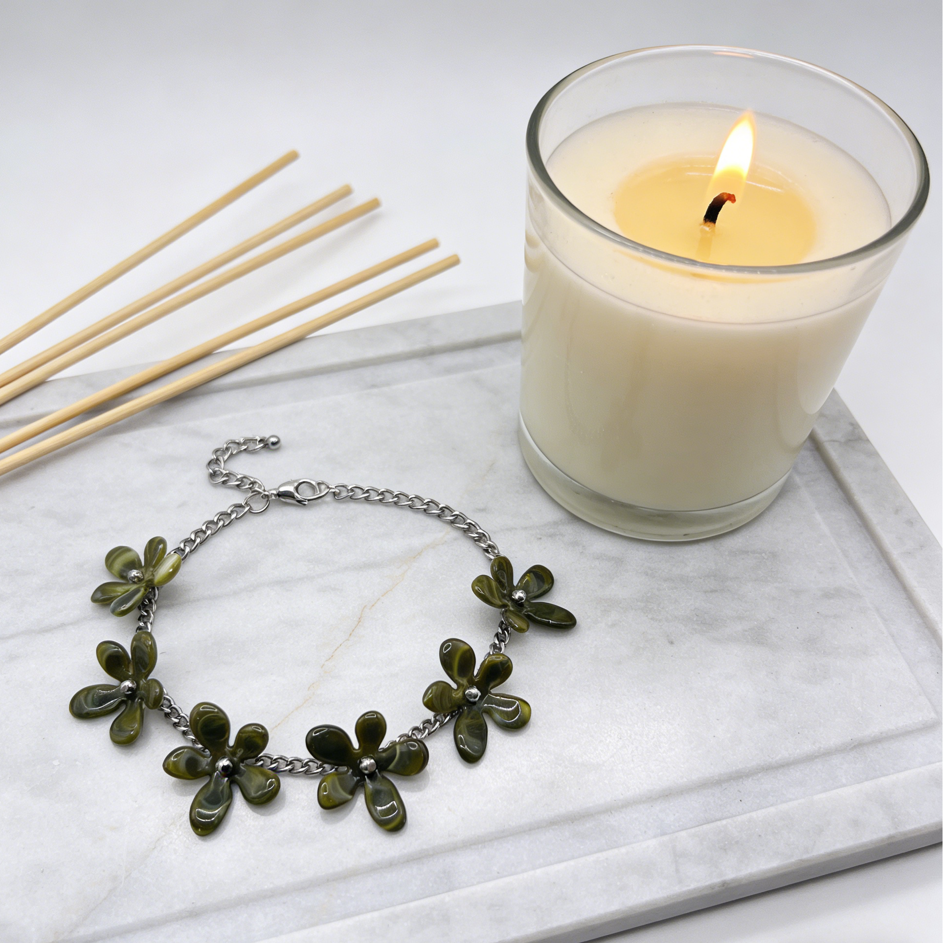 【Amuleto Floral Primaveril】Conjunto de joias com borlas florais retro: colar, brincos e pulseira de design único (conjunto de 3 peças)