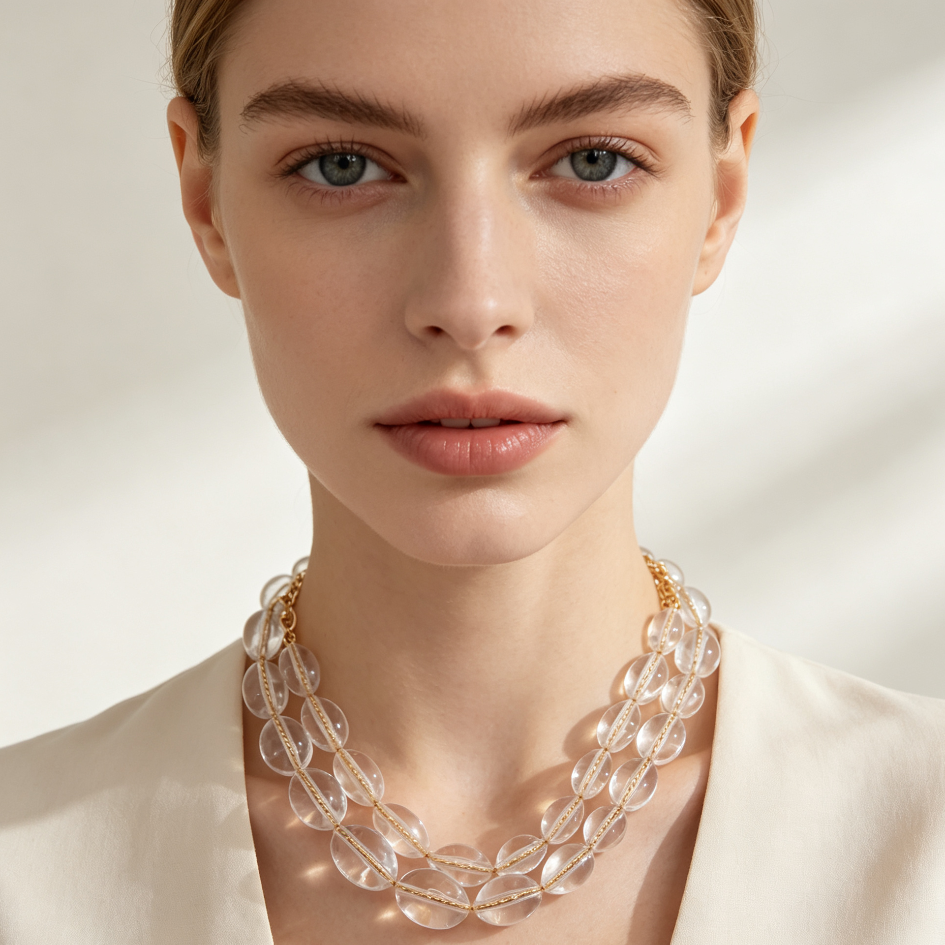 Collar de cuentas transparentes multicapa | Accesorio de moda mayorista|JI JOYA