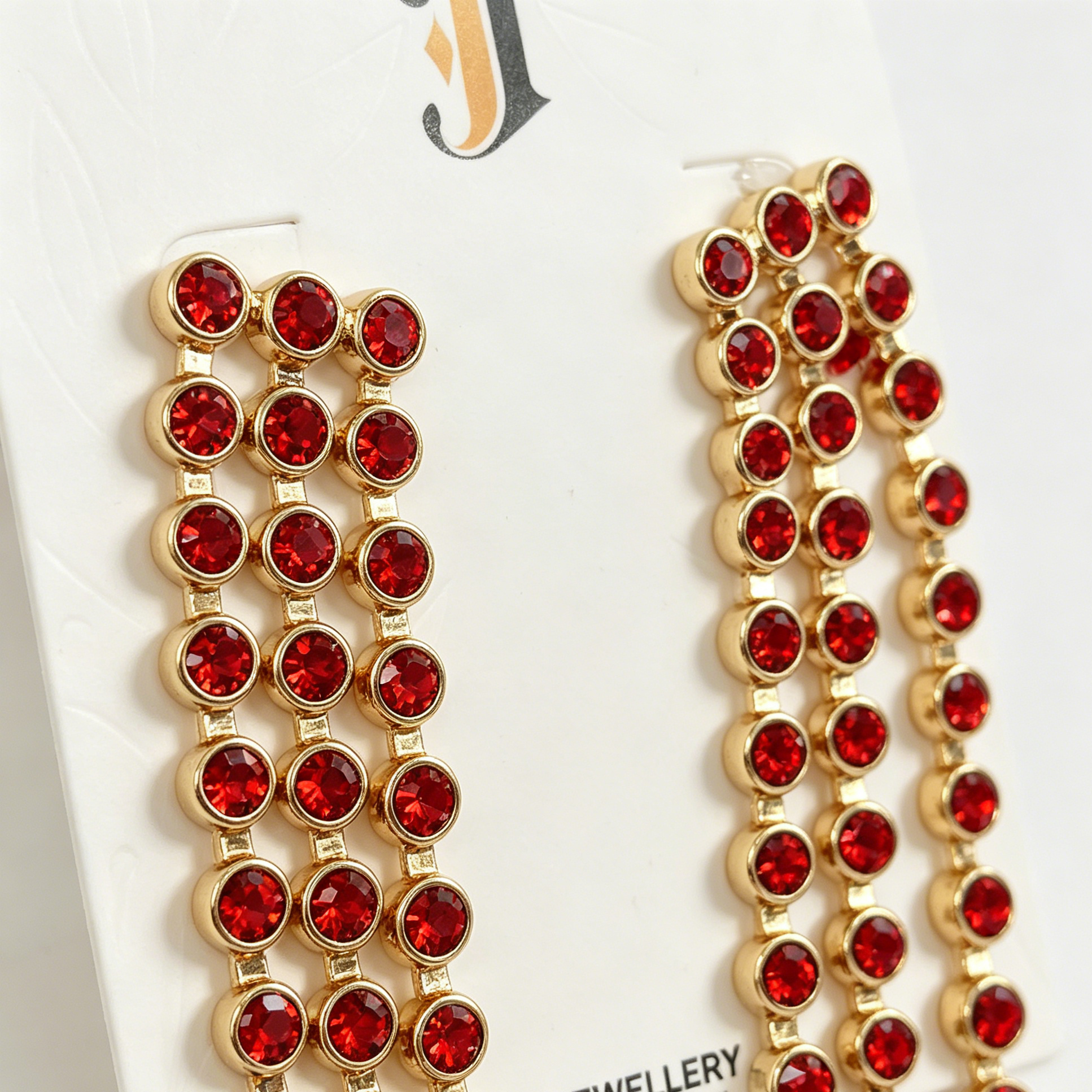 Pendientes de Cadena de Cristal en Rojo y Verde - Diseño Elegante para Mayoristas|JI JOYA