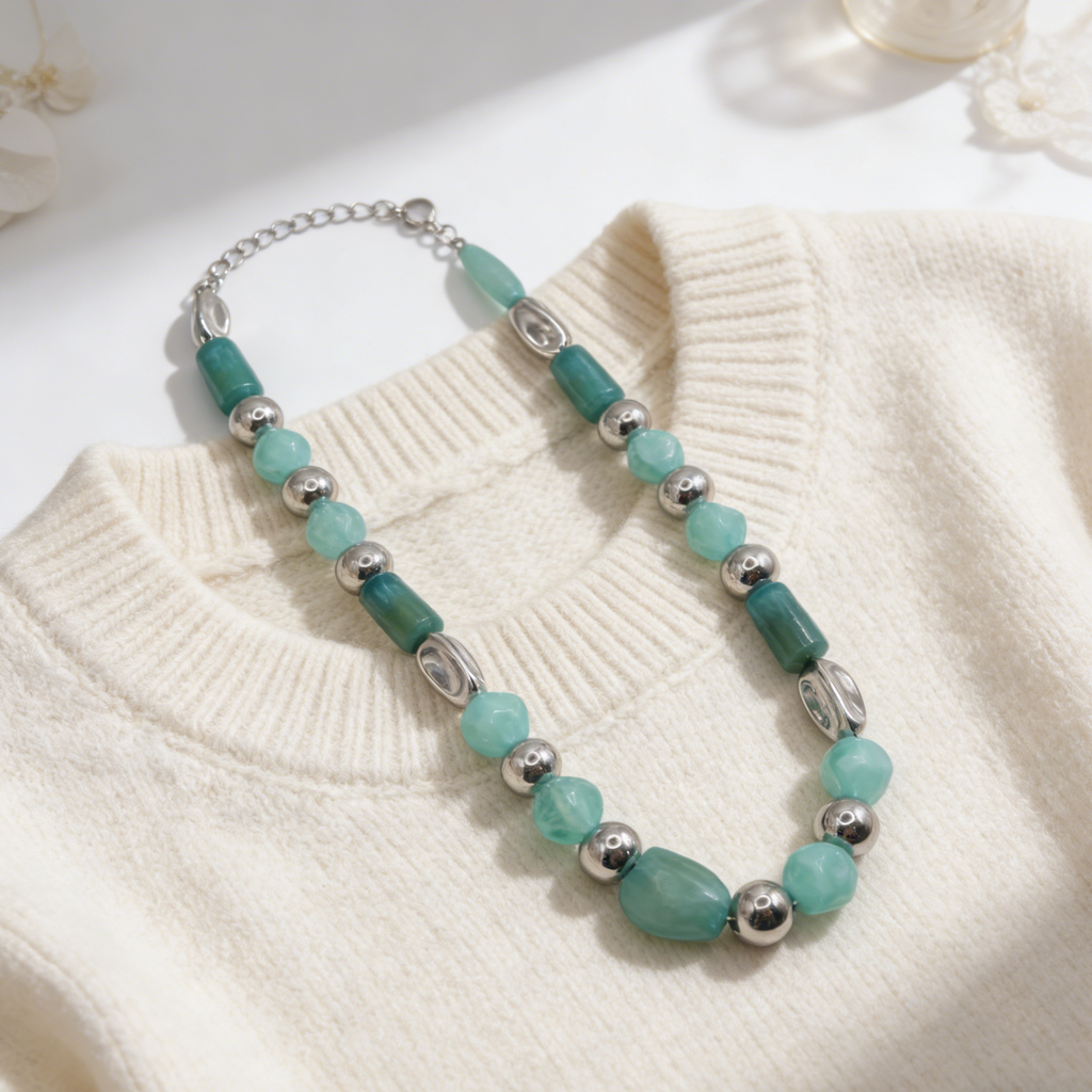 Collar vintage de cuentas en capas | Gargantilla llamativa dorada y crema