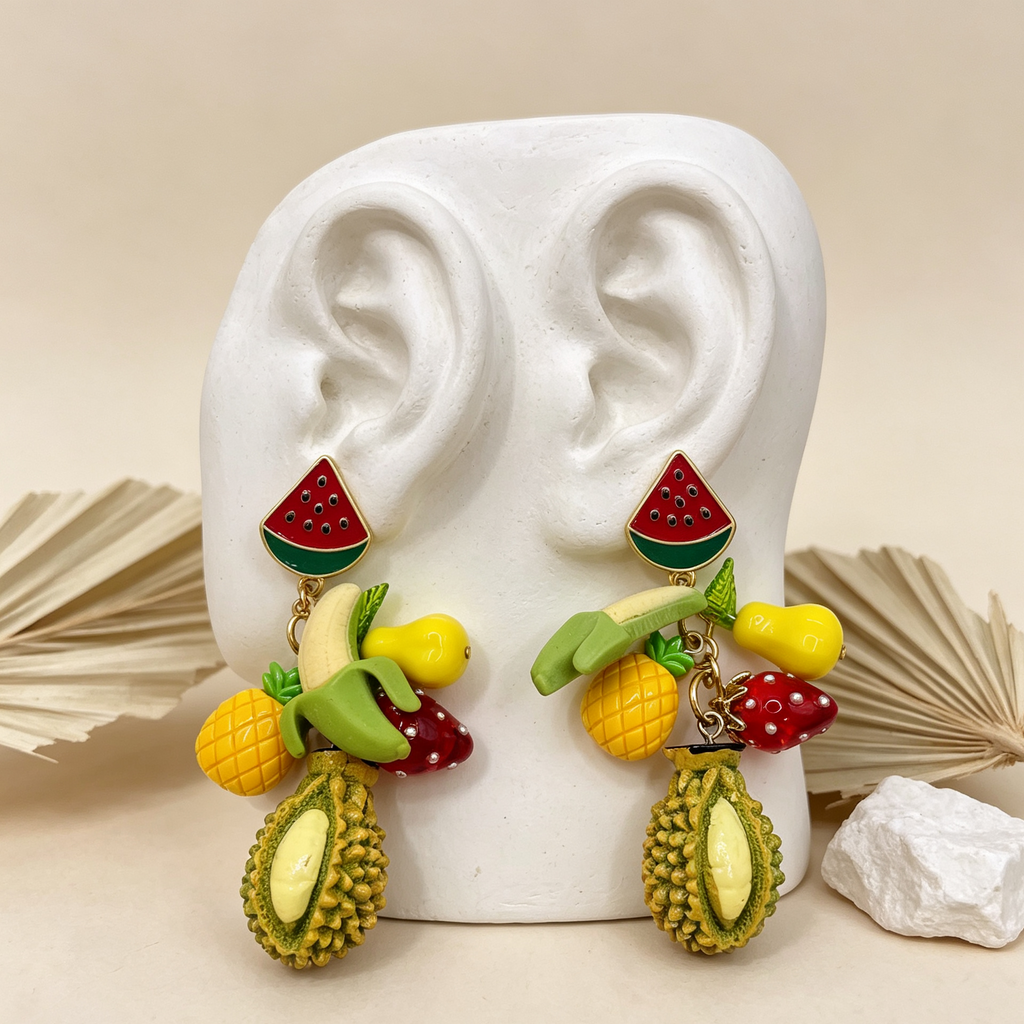 Pendientes Colgantes de Frutas Tropicales, Diseño Artesanal, Joyería de Moda al Por Mayor|JI JOYA