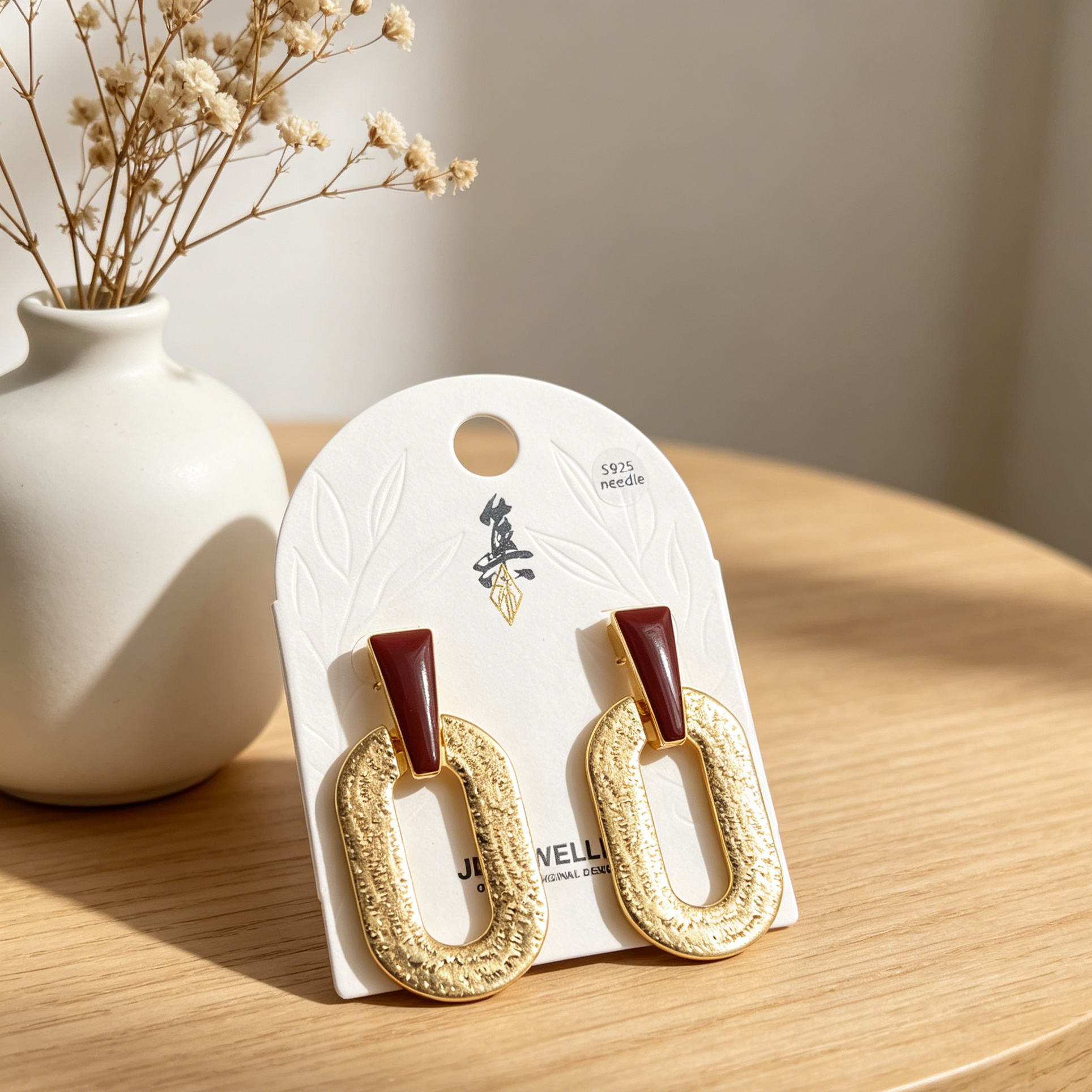 Pendientes Geométricos de Esmalte Dorado, 2 Colores, Aretes de Moda al Por Mayor, S925|JI JOYA