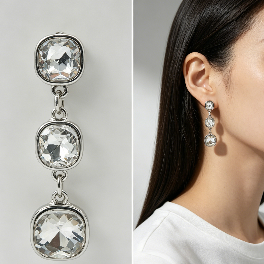 Pendientes Colgantes de Cristal 2 Colores - Joyería Mayorista de Moda con Pin S925|JI JOYA