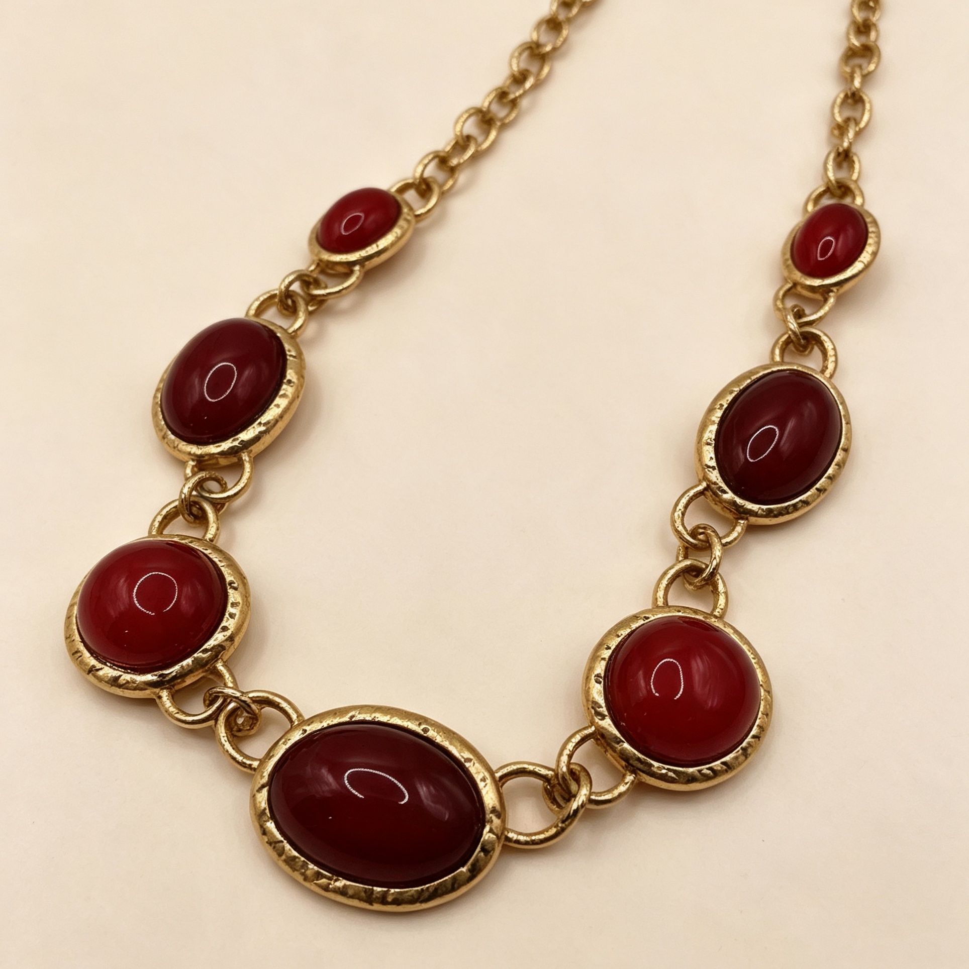 Collar Vintage con Piedras Ovales Dorado, 2 Colores, Joyería al Por Mayor para Mujer|JI JOYA