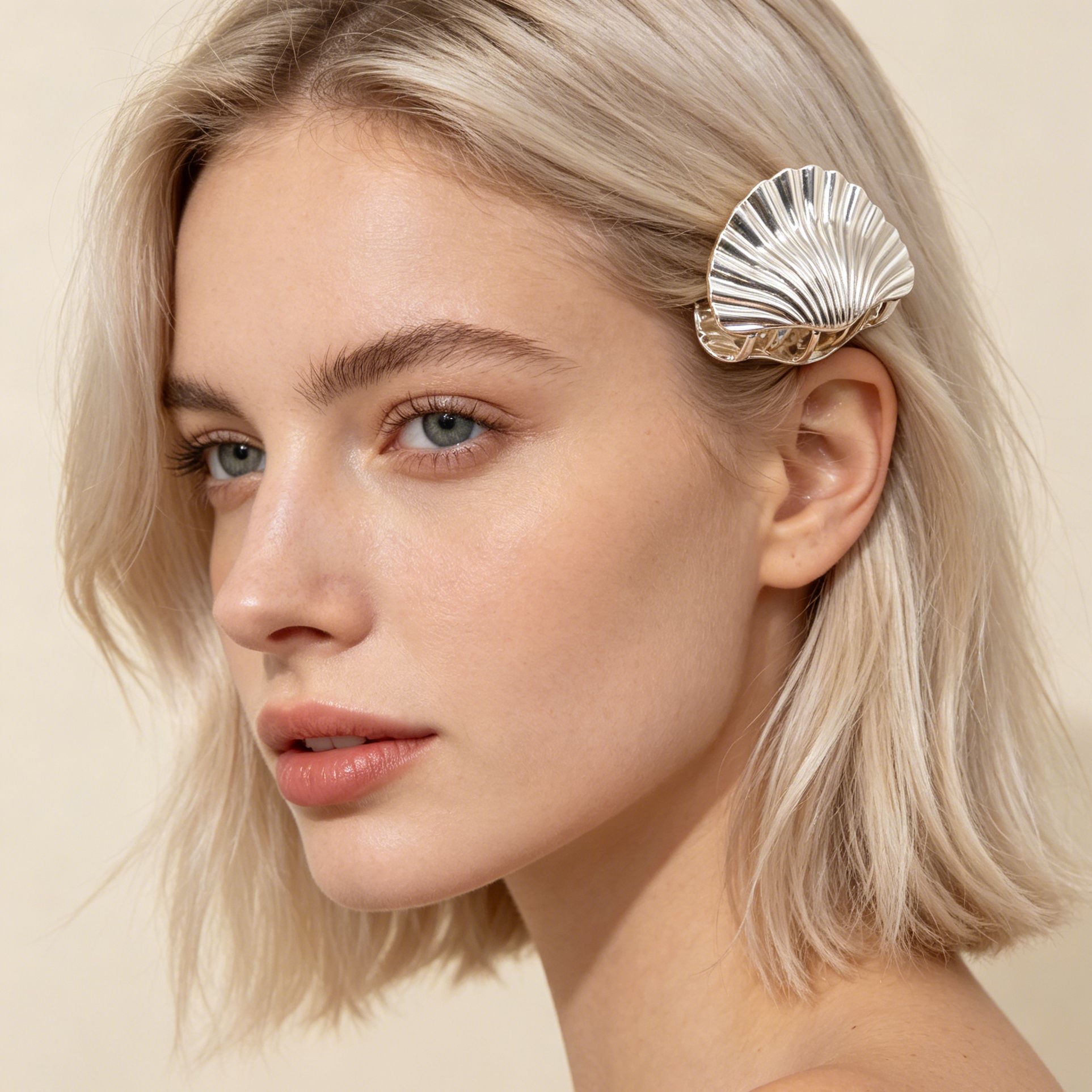 Pinza de pelo en forma de concha, chapada en oro, para mayorista y tiendas|JI JOYA