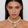 Collar de Concha Natural con Perlas de Concha - Collar de Playa Bohemio Boho Chic