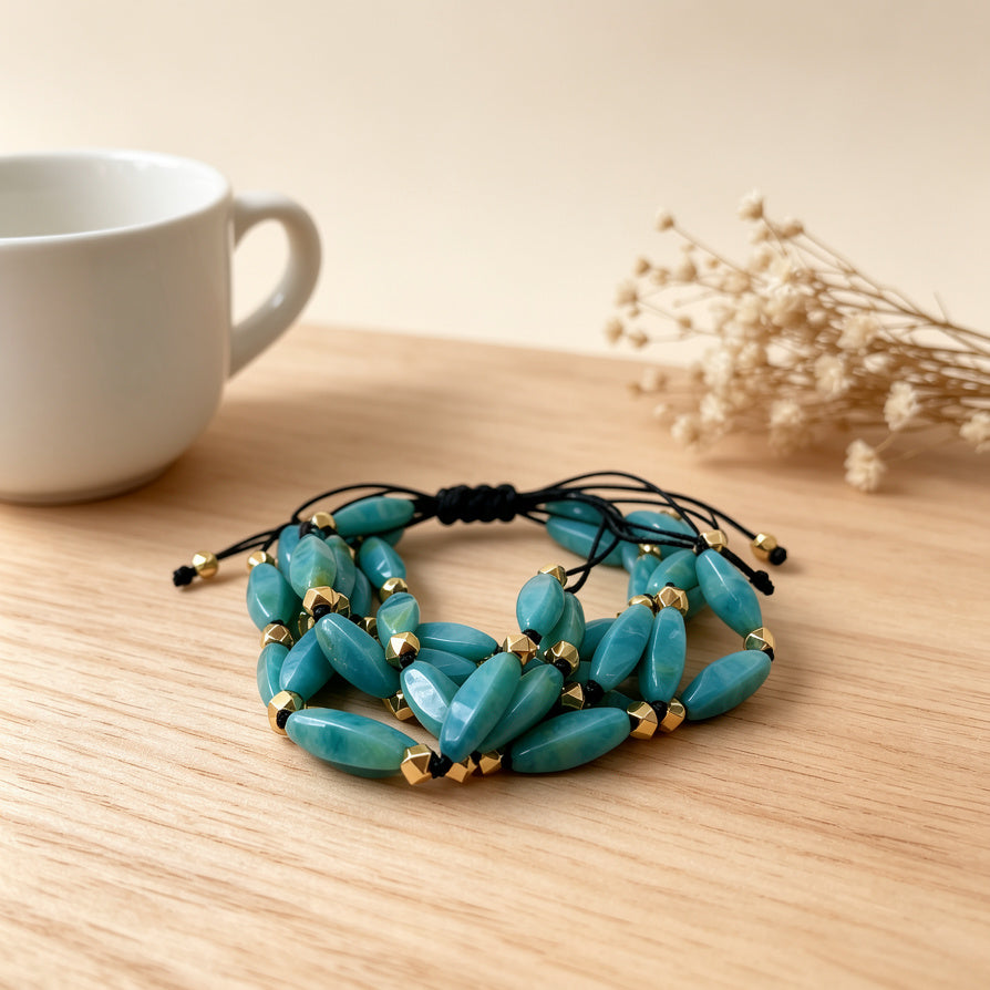 Pulsera Multicuerdas con Cuentas Elípticas, 4 Colores Disponibles | Joyería al Por Mayor|JI JOYA