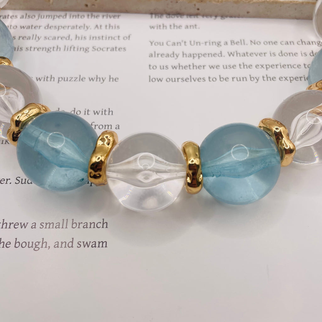 Conjunto de Collar y Pulsera de Cuentas Translúcidas y Doradas | Joyería de Moda para Mujer | Mayorista|JI JOYA